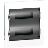Kép illusztráció: Schneider EZ9E212S2F Easy9 Kiselosztó, 24 modul (2x12), PE+N sínnel, füstszínű ajtóval, süllyesztett lakáselosztó, fehér, komplett