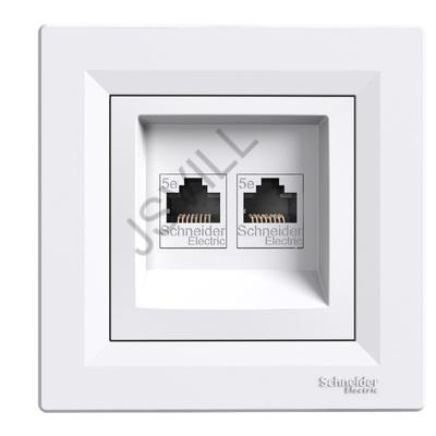 Kép illusztráció: Schneider Asfora EPH4400121 2xRJ45 Cat5e UTP aljzat, fehér kerettel