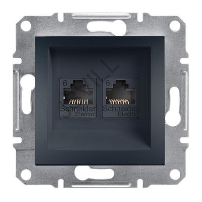 Kép illusztráció: Schneider EPH4800171 Asfora 2xRJ45 Cat6 UTP aljzat, antracit