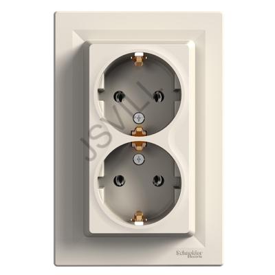 Kép illusztráció: Schneider EPH9900123 Asfora 2x2P+F csatlakozóaljzat, csavaros, kerettel, bézs Dugalj