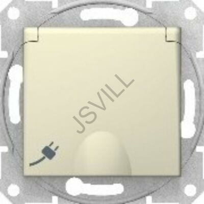 Kép illusztráció: Schneider SDN3100447 Sedna-single socket outlet, sideE-16A screwless shutters, lid, wo frame beige